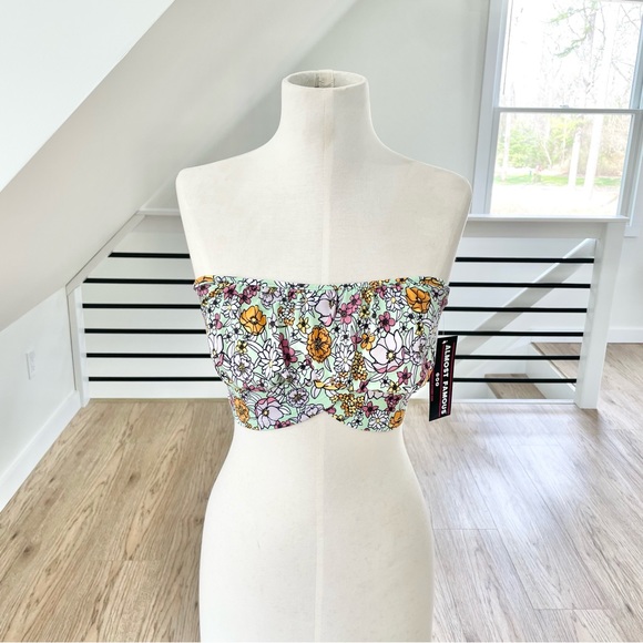 Almost Famous Other - NWT M mint green, orange, pink, colorful floral, bralette, crop top